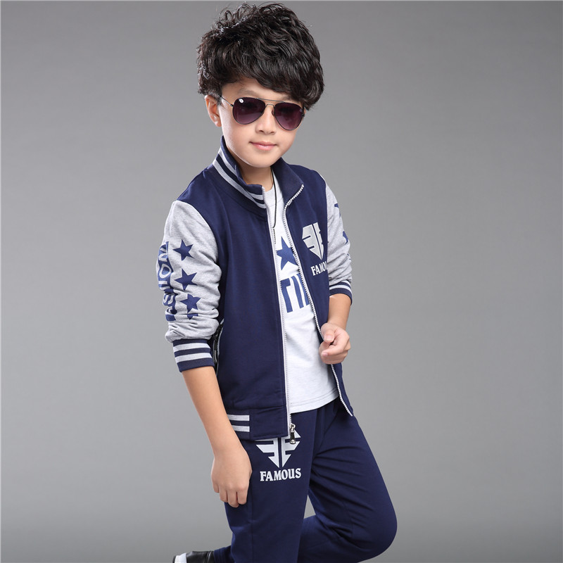 童装2015新款秋款男童青少年中大童卫衣三件套韩版儿童男装运动服