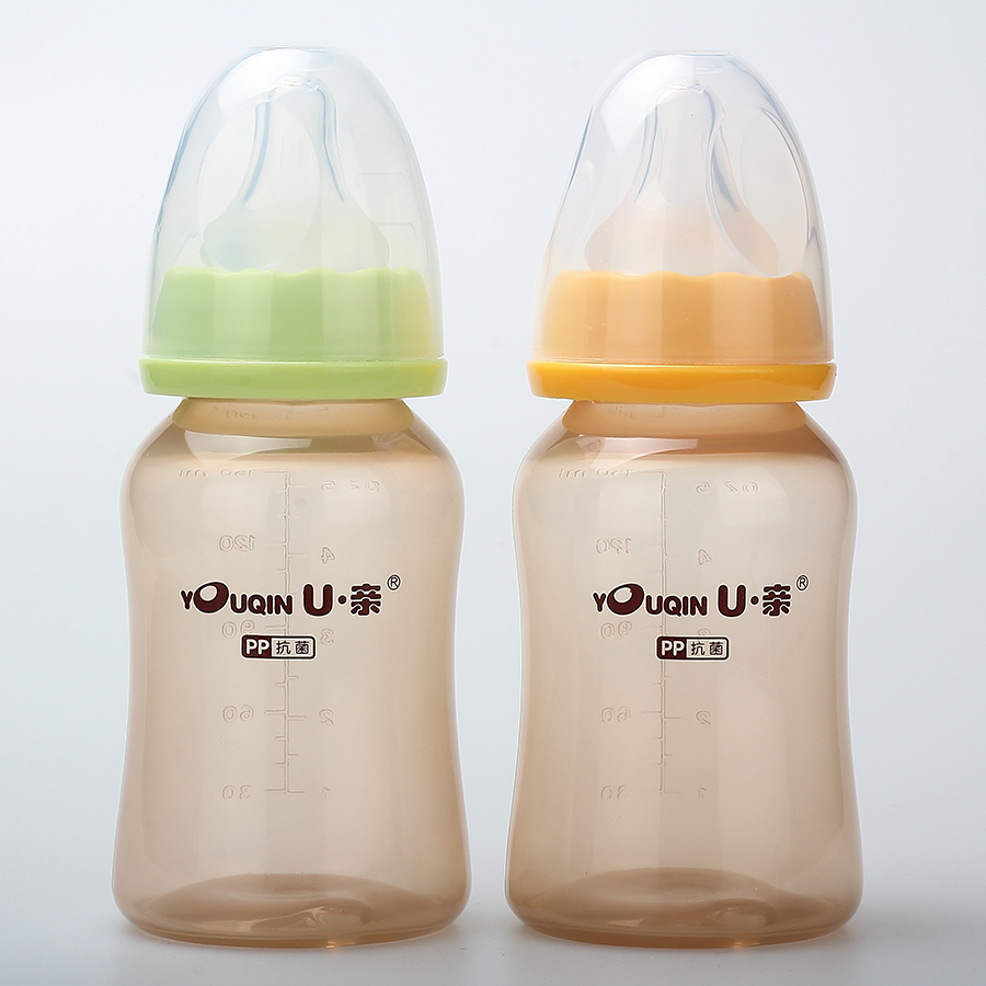 U亲A339 标准口径PP抗菌/纳米银/安全 防胀气实感导流奶瓶140ml