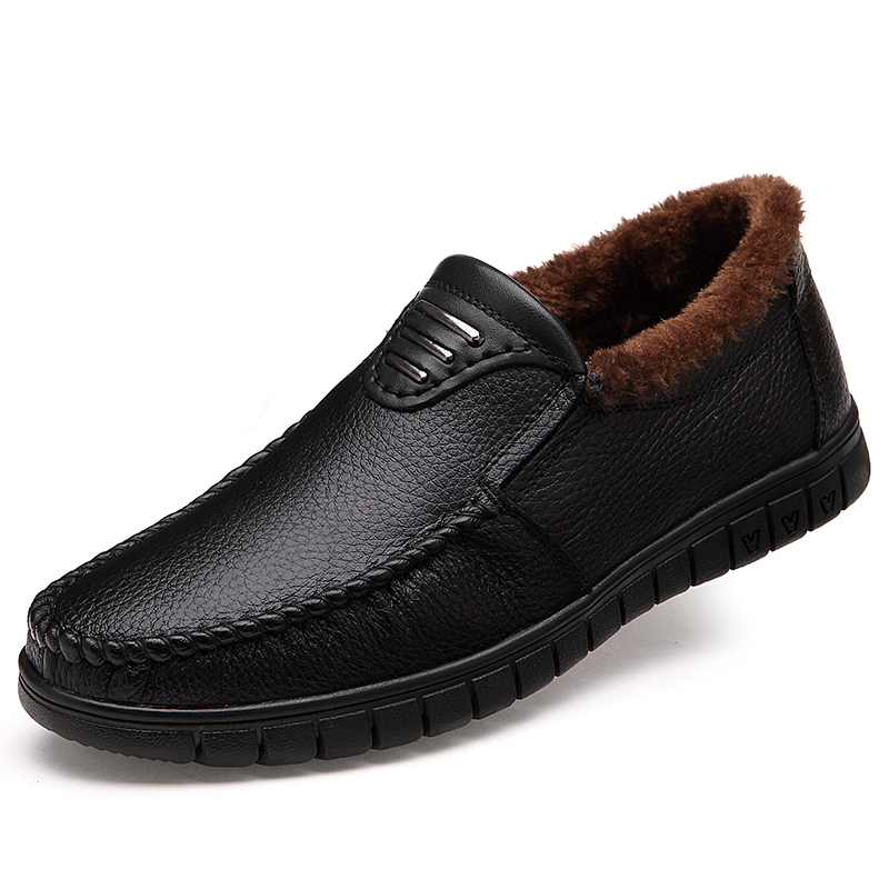 冬季低帮男士棉鞋 日常商务休闲皮鞋 保暖防滑加绒棉鞋 雪地靴 HP
