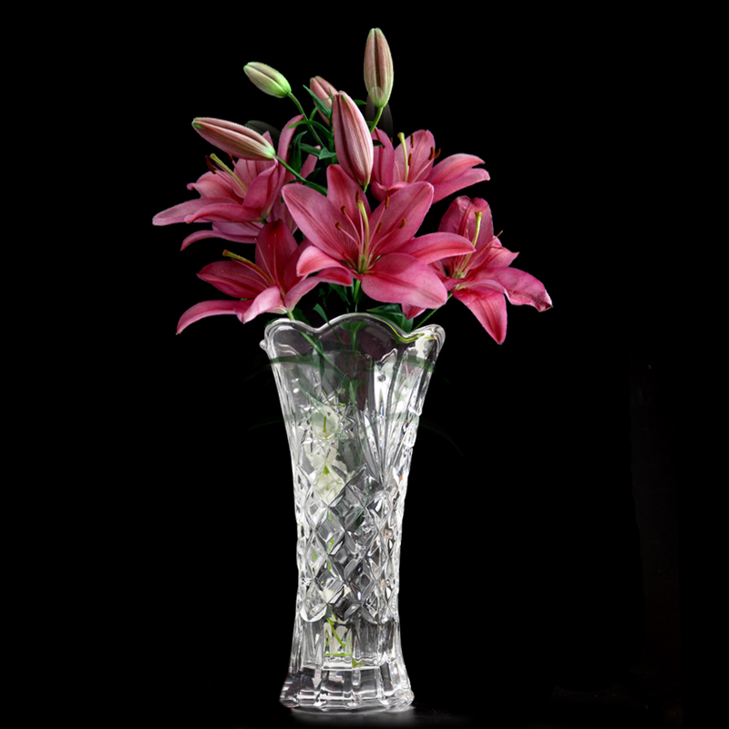 水晶玻璃花瓶透明水培花器 富贵竹家居台式装饰品花瓶欧式加厚