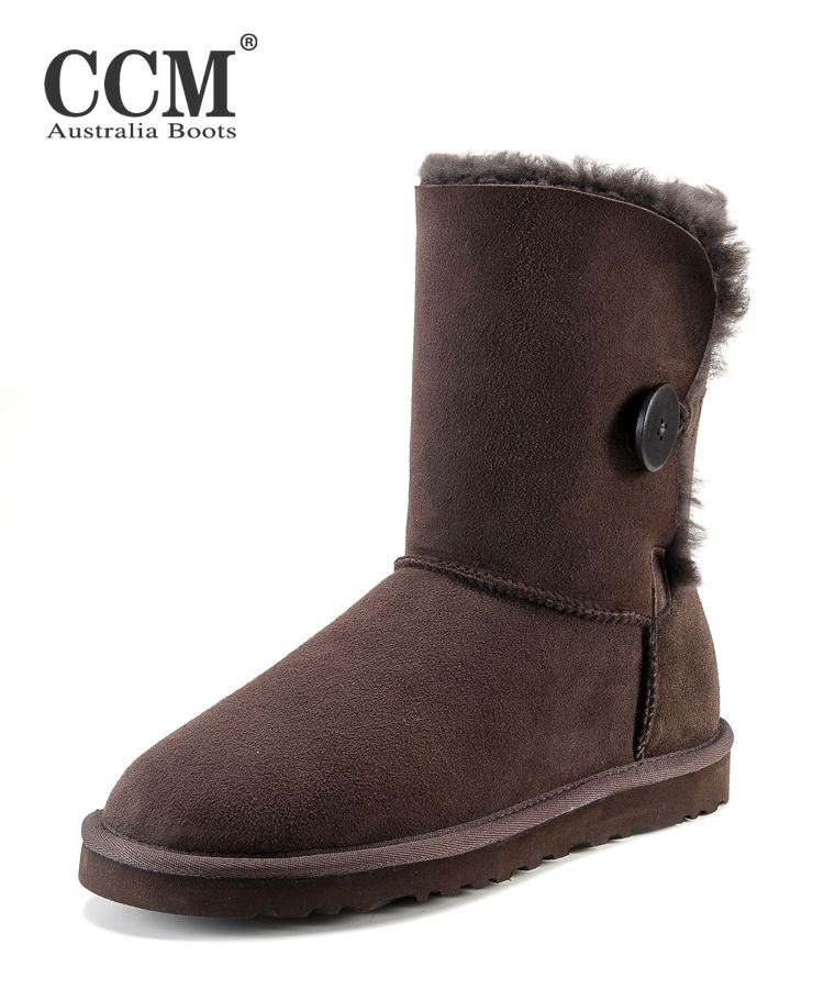 正品代购羊皮毛一体雪地靴CCM5803平跟防滑女鞋中筒短靴