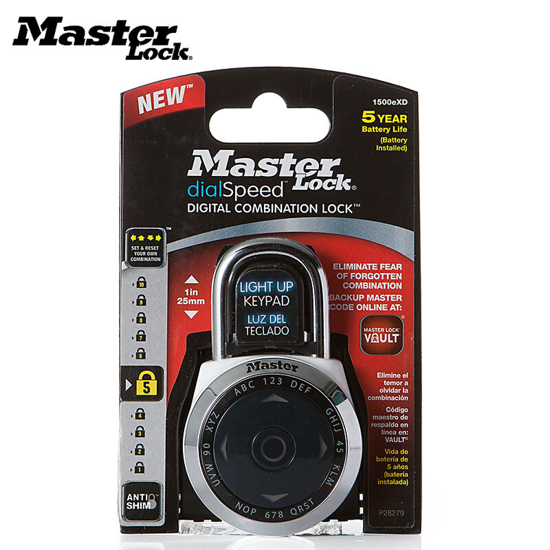 MasterLock玛斯特锁子健身房保险柜挂锁电子LED方向密码锁1500EXD