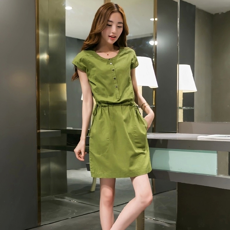 厂家直销2015欧洲站夏装夏装新款韩版潮中长款修身显瘦短裙连衣裙