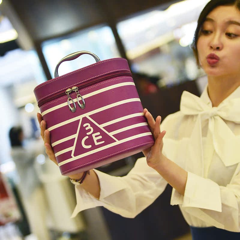 可爱圆桶筒3CE化妆包 韩国代购化妆箱收纳整理包套装定型女士包包