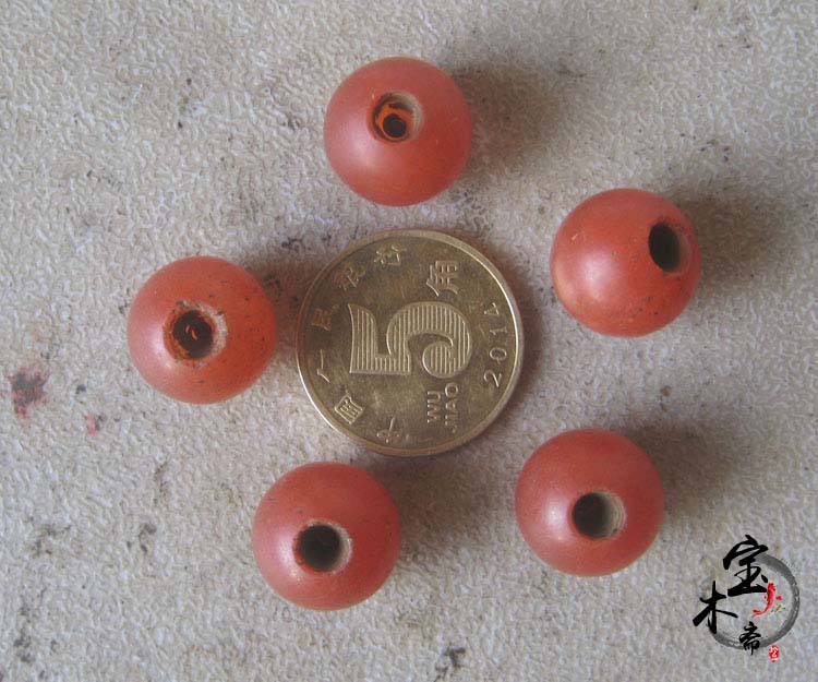古董古玩老物件DIY手串转运珠佛珠饰品【汉代红色老琉璃珠每颗】