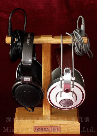 品牌精美实木双耳机式耳机支架 优质进口红橡木 头戴式耳麦展示架