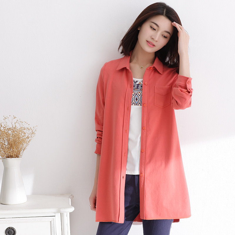 2016春装新款韩版休闲宽松大码翻领外套衬衫型长袖外套