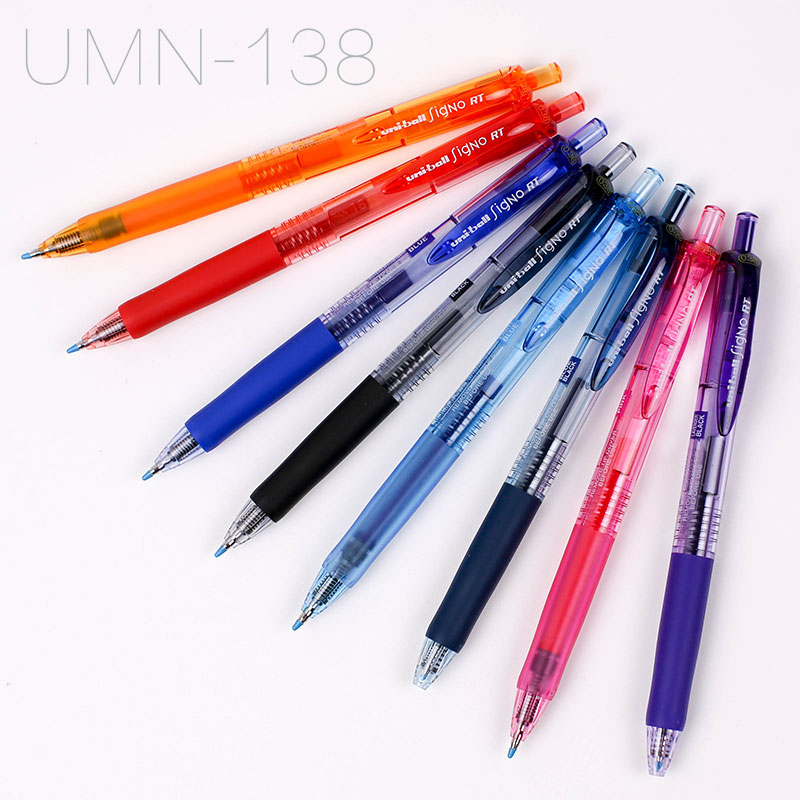 日本三菱中性笔/UNI 0.38mm按动式细尖水性笔适合记帐用UMN-138