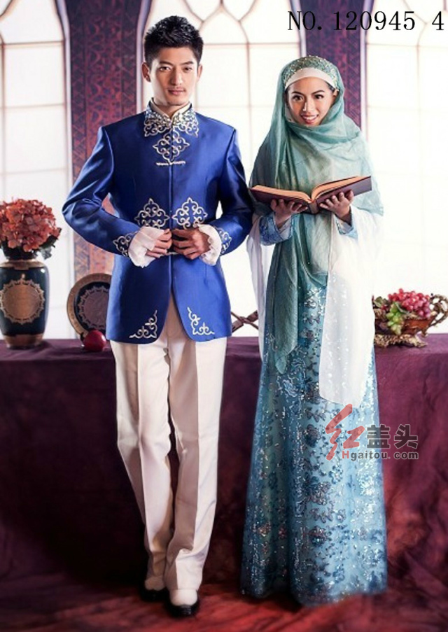 伊斯兰教穆斯林婚纱男女套装礼服回族婚庆用品