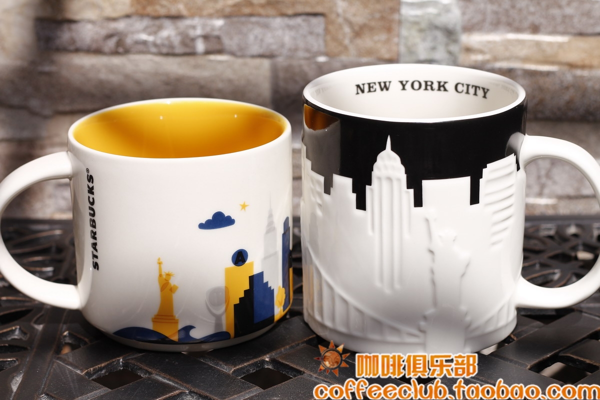 美国正品正版星巴克杯子Starbucks纽约城市杯浮雕马克杯/情侣杯