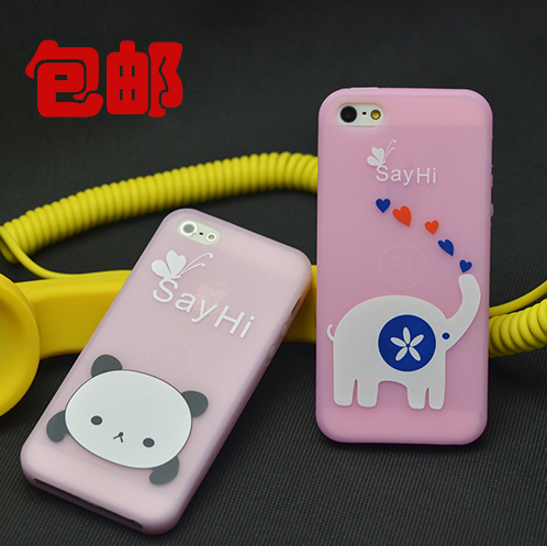 苹果5s手机壳硅胶iphone5外壳卡通软壳超薄熊猫小象文字胶套原创