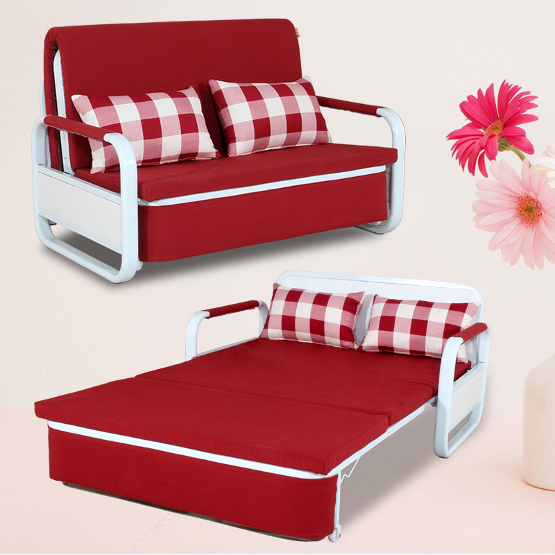 地中海沙发床1.2米1.5米双人单人布艺功能小户型可拆洗折叠沙发床