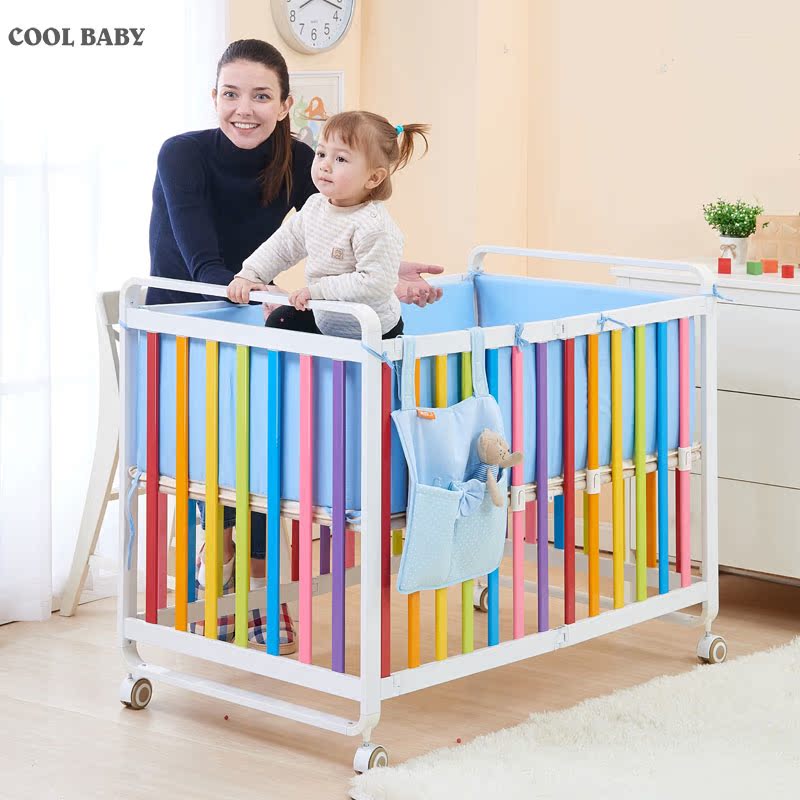 coolbaby酷豆丁可折叠婴儿床游戏床童床铝合金婴儿床 可调节bb床