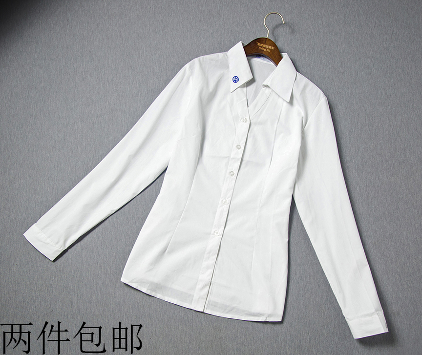 上海大众4S店白衬衫女  销售女式长袖衬衫 长袖工作服工装白衬衣