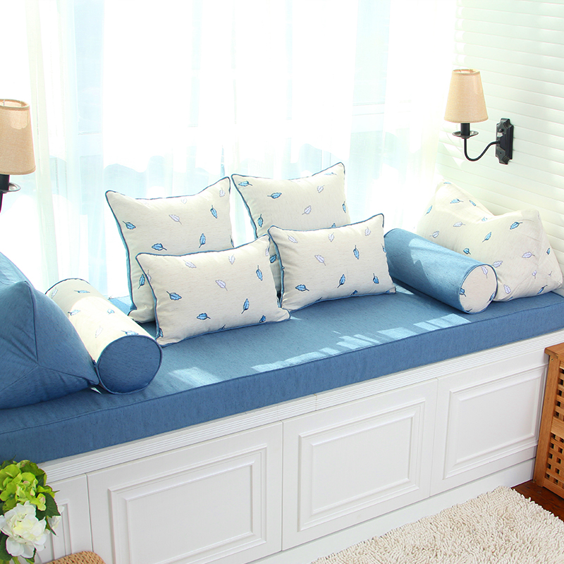美式田园飘窗垫子 定做高密海绵窗台垫现代纯色沙发垫加厚榻榻米