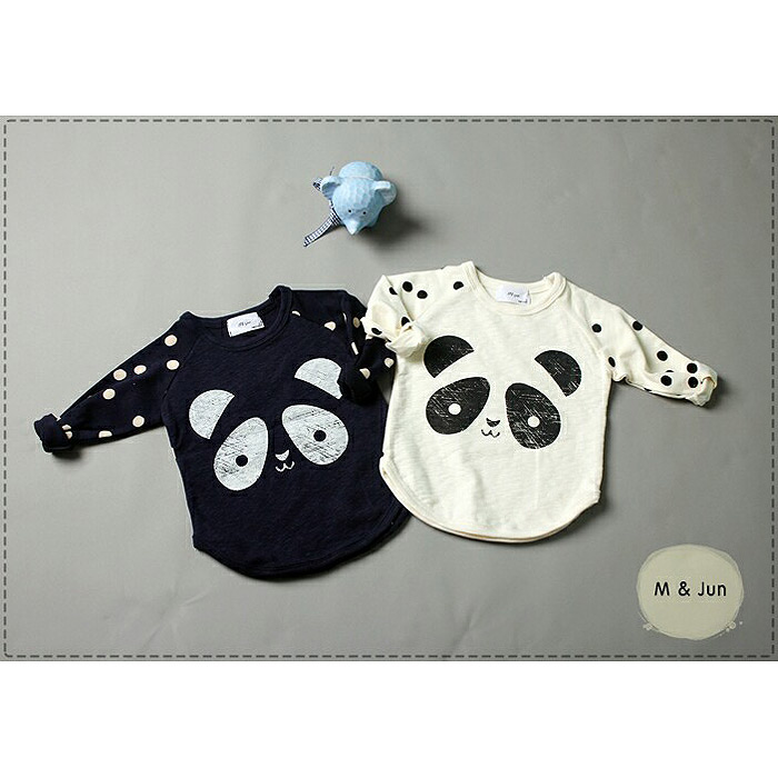【柠檬童品韩国正品代购】15新款 秋季 儿童可爱熊猫图案长袖T恤