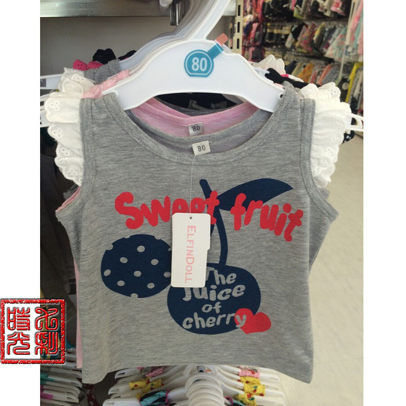 日本代购 西松屋 婴儿宝宝 无袖体恤 上衣 夏季 80-95cm 两款