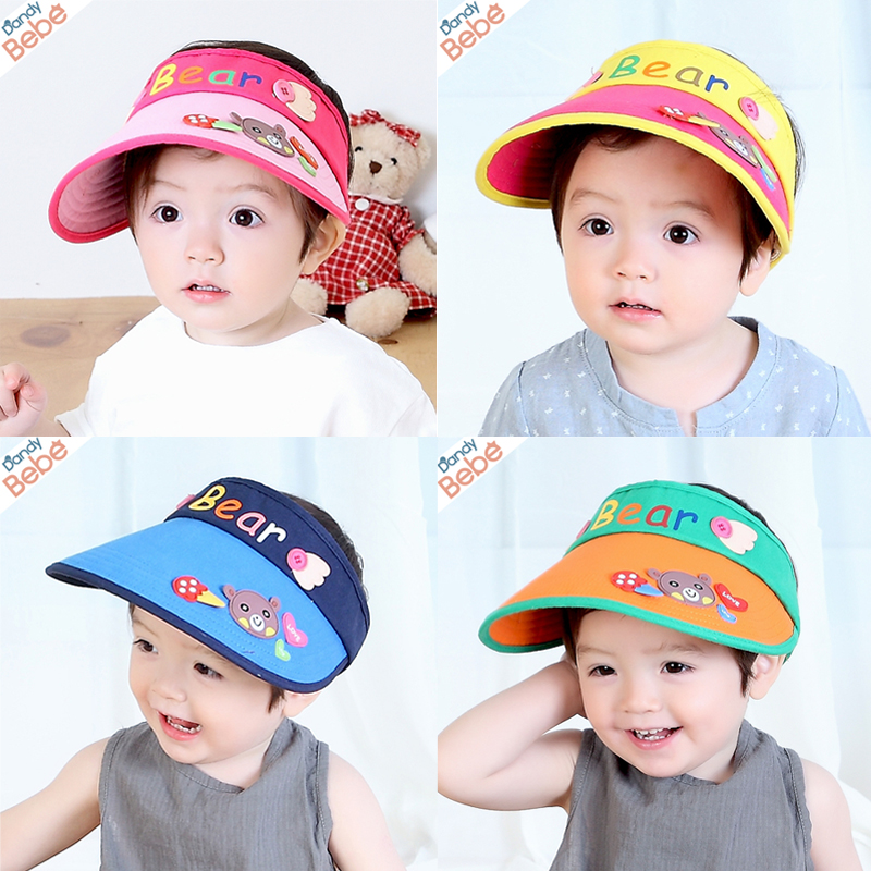 T1374 韩版夏季小熊字母帽子儿童空顶帽太阳帽儿童帽遮阳帽无顶帽