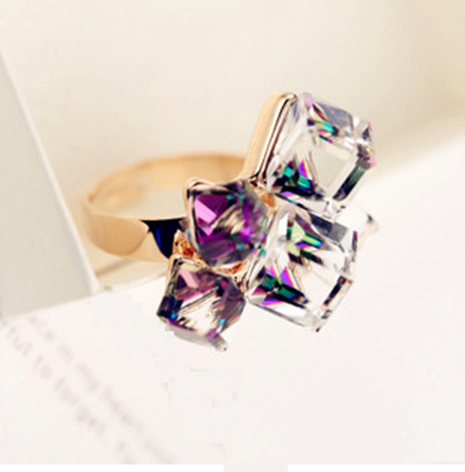 韩国超精致水钻女款宝石时尚指环闪耀名媛风复古气质钻石紫晶戒指