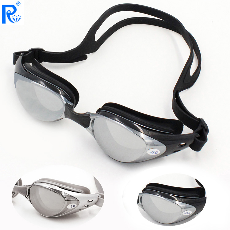 瑞和正品 高清电镀防雾近视镀膜游泳镜多度数可选近视泳镜6100