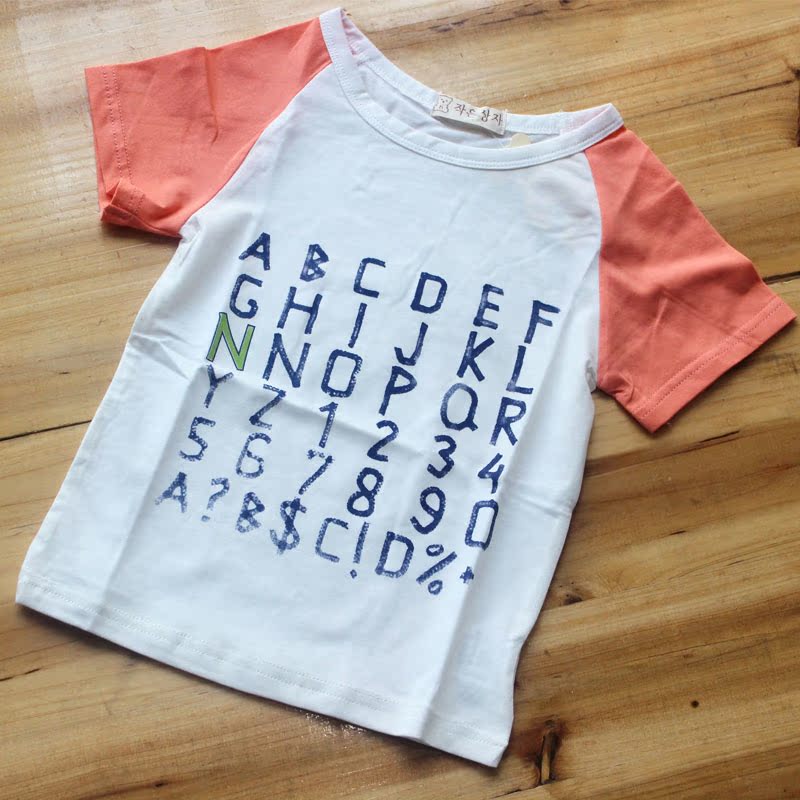 2015夏季儿童短袖T恤 1-3-5岁男童女童字母游戏短袖上衣纯棉薄款