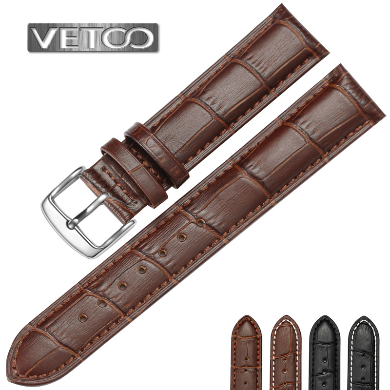 VETOO 手表配件 小牛皮真皮表带 针扣代用卡西欧美度精工天王男女