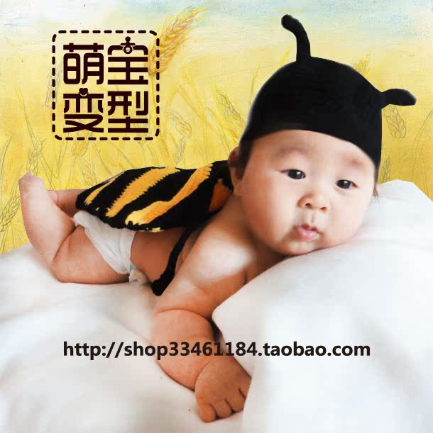 出租婴儿宝宝儿童满月照百日天照影楼摄影造型服装衣服小蚂蚁造型