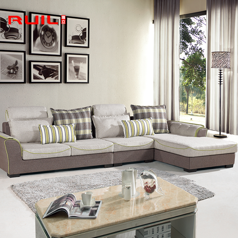 瑞立 大小户型沙发 组合 海绵垫现代客厅时尚转角 可拆洗布艺沙发