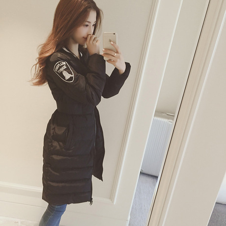 2015冬装韩国新款收腰超显瘦保暖棉服中长款外套女9615#