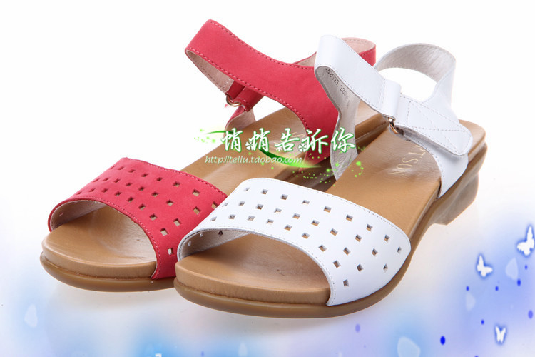 百田森2015夏季新款舒适镂空女士凉鞋 32027D  白色DA 红色DL