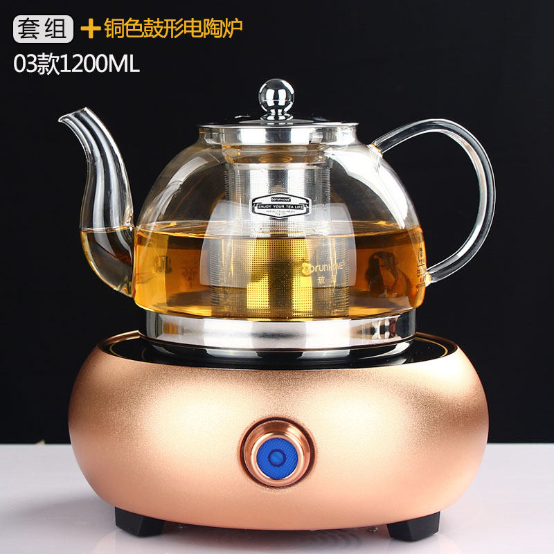加厚耐热玻璃高温泡茶茶具套装 电磁炉烧煮茶壶不锈钢过滤大容量