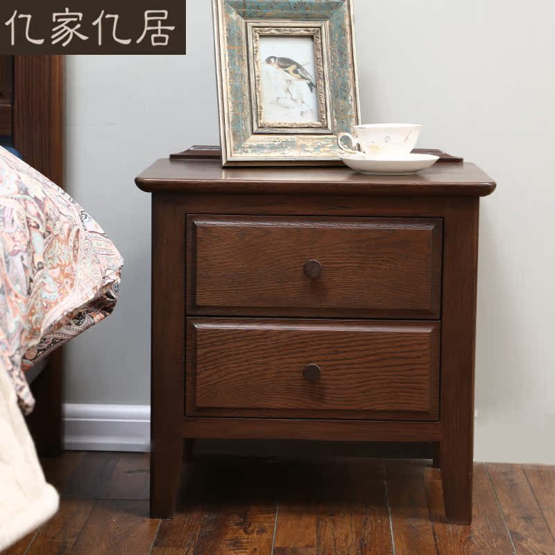 纯实木床头柜进口白橡木床边柜实木边柜单抽小柜子美式现代特价