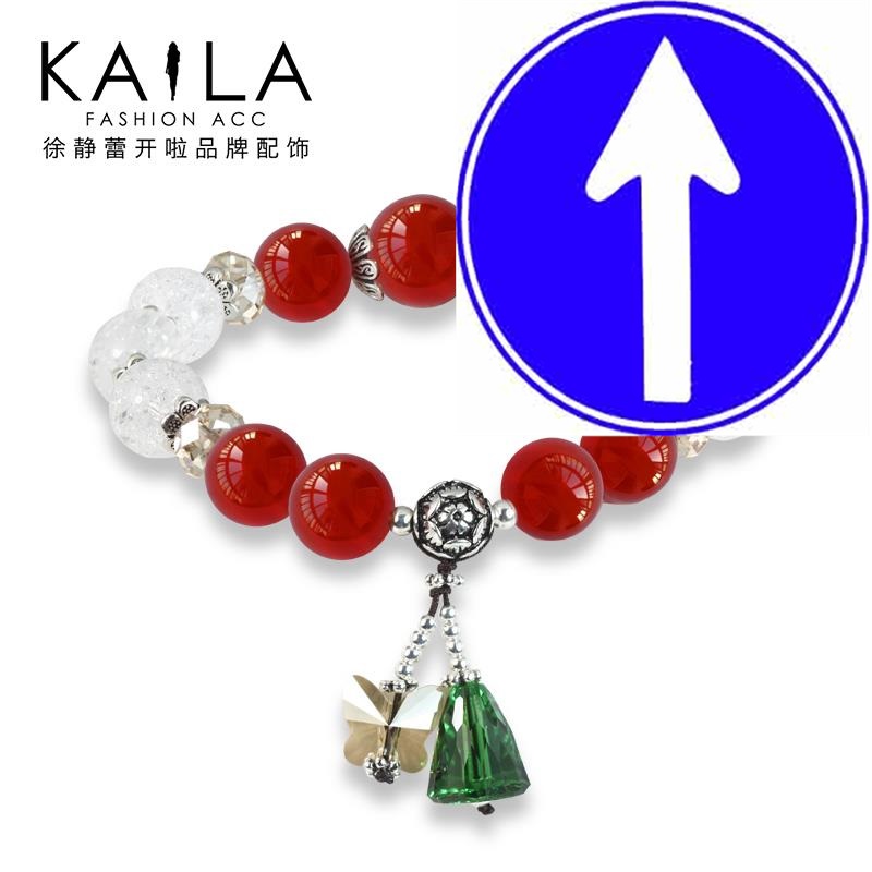 KAiLA蒙娜丽莎手链 女 韩版时尚925银手串红玛瑙奥地利水晶