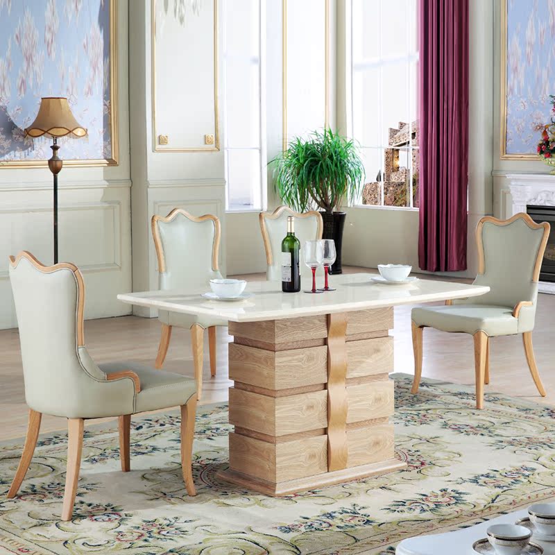 北欧大理石餐桌椅组合长方形饭桌宜家水曲柳实木餐台餐厅桌子家具