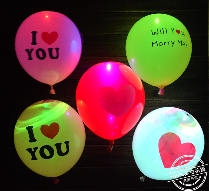 批发结婚庆用品婚房装饰布置造型LED灯求婚表白生日夜光发光气球