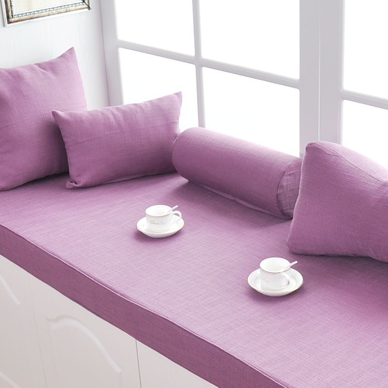 飘窗垫子订做亚麻窗台垫定做加厚高密度海绵阳台榻榻米定制沙发垫