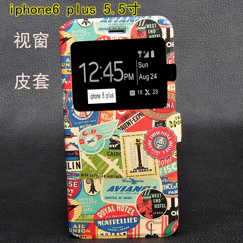 iphone6 plus手机壳 苹果6plus手机皮套 保护套视窗彩绘卡通5.5寸