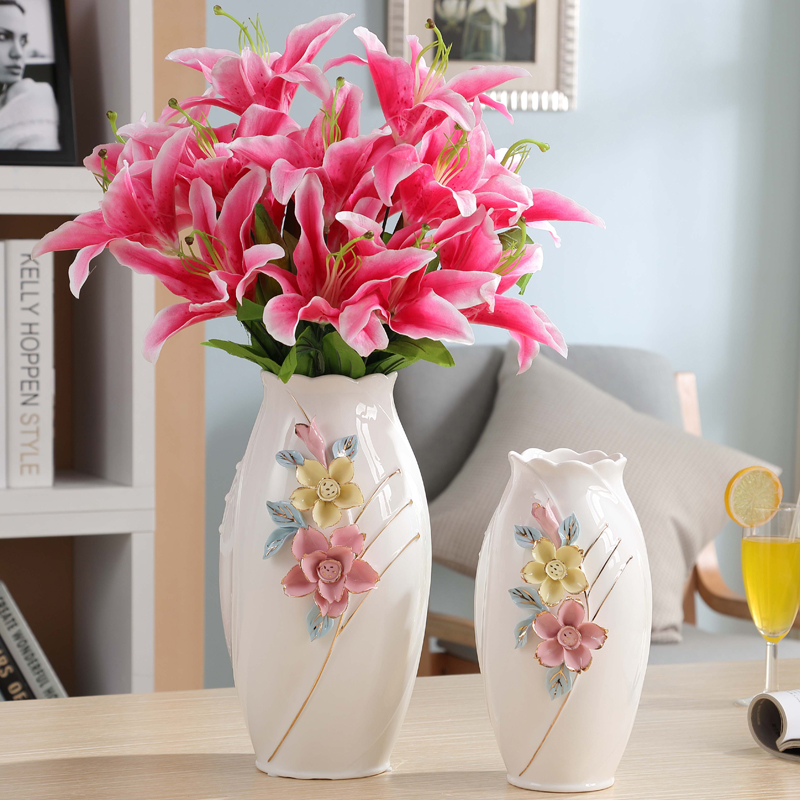 白色欧式陶瓷小花瓶摆件插花器客厅电视柜家居装饰品台面创意礼物