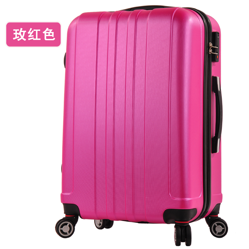 新款黑色拉链粉色箱包  时尚潮流行李箱青男女通用条纹静音万向轮