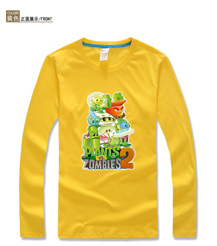 2015新款儿童春秋装男女童打底衫植物大战僵尸2T恤中大童长袖上衣