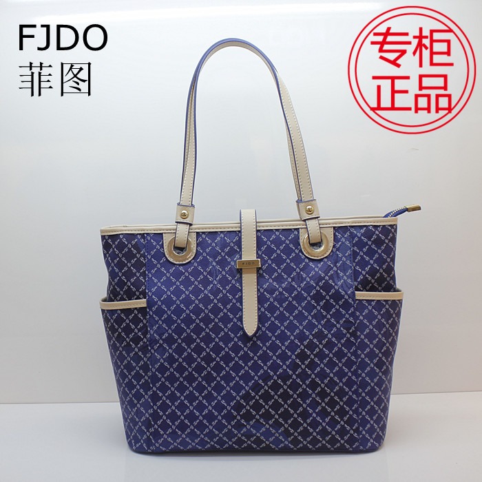 法国菲图女包FJDO专柜正品2015新款格子PVC手提包拎包21401236217
