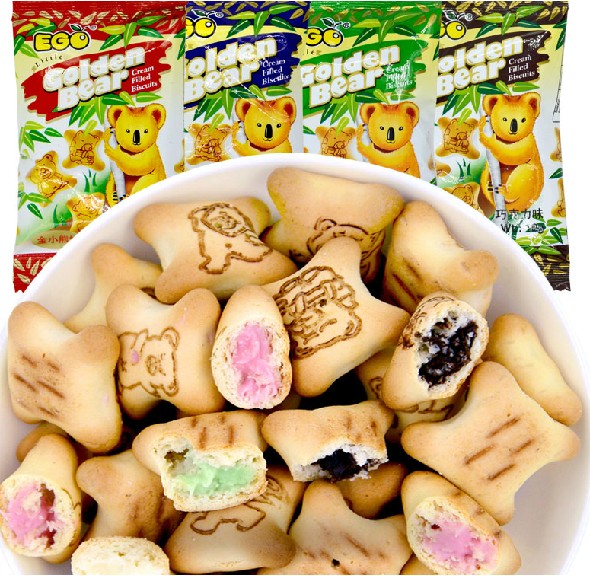 纯黑零食店 特产马来西亚进口食品 EGO金小熊多口味灌心饼干