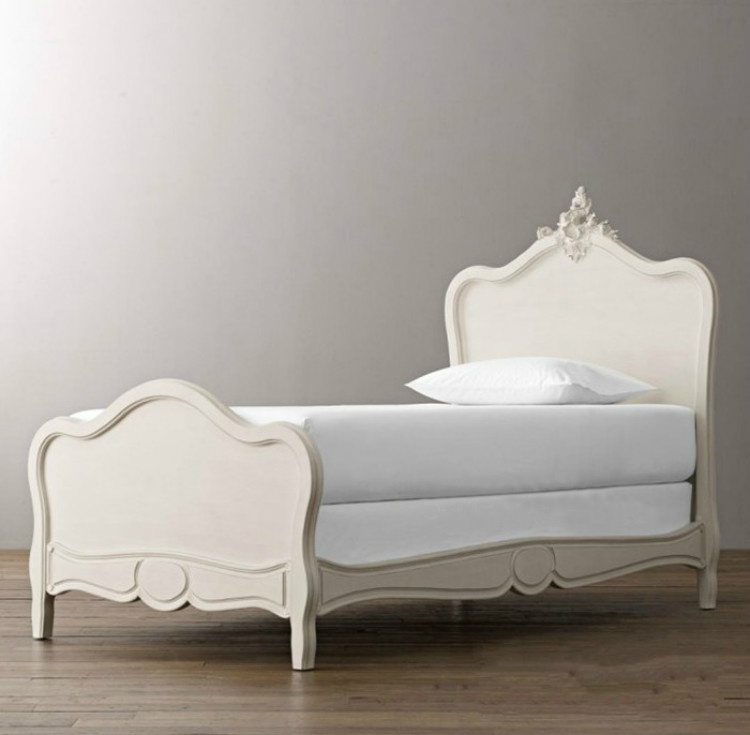 美式乡村实木雕花单人床法式1.5米公主床卧室复古橡木白色儿童床