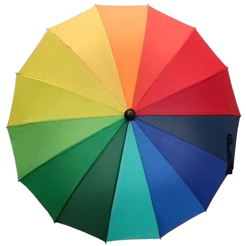 14骨彩虹雨伞长柄晴雨伞户外遮阳伞超大伞防晒防紫外线伞可印logo