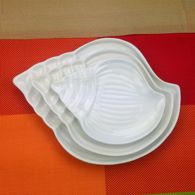 海螺盘子纯白骨质瓷碟子骨瓷异形创意海鲜凉菜碟创意陶瓷盘子碟子