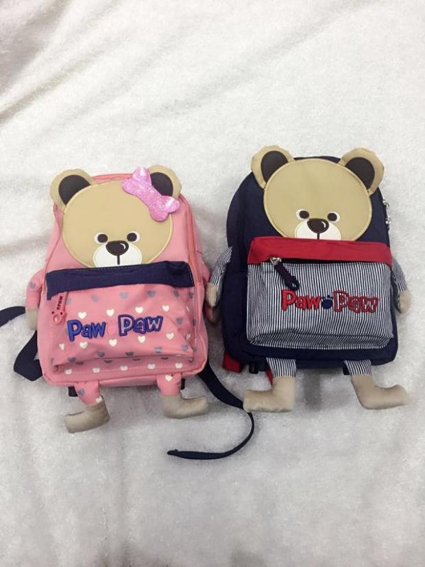 新款韩国卡通专柜同款小熊男女儿童双肩背包帆布幼儿园宝宝书包
