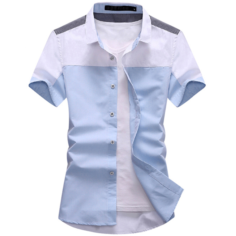 夏季男士修身型短袖衬衫韩版衬衣寸衫青少年潮男生短衬衫休闲男装