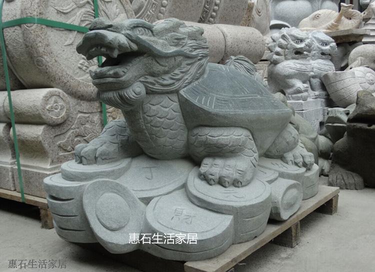 中国惠安石雕招财喷水龙头龟风水石雕石龙龟雕刻景观喷泉鱼池造景