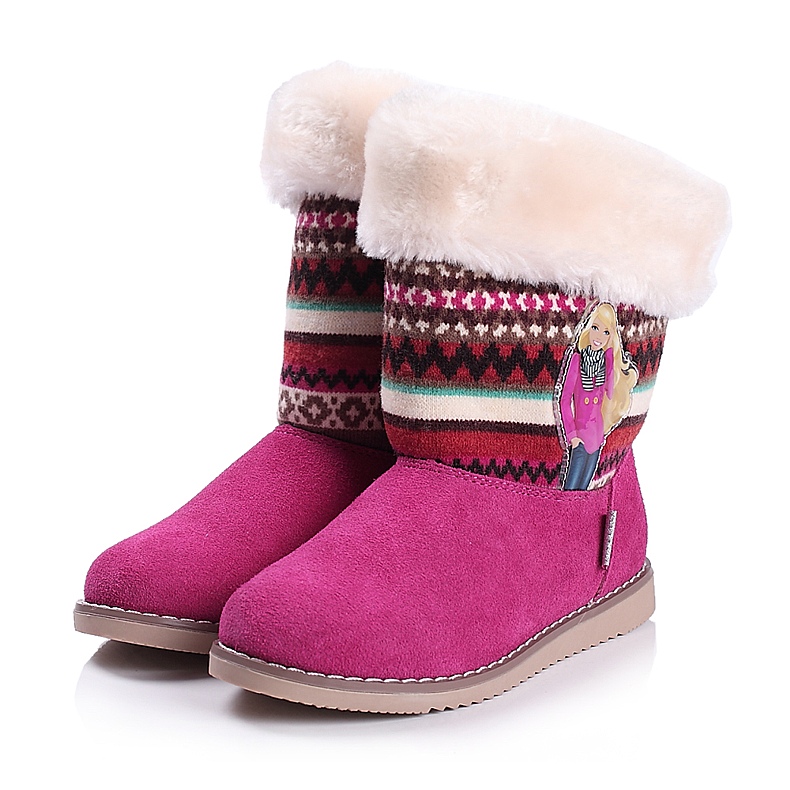 BARBIE/芭比童鞋 冬款女童雪地靴 保暖防滑中筒靴A29281