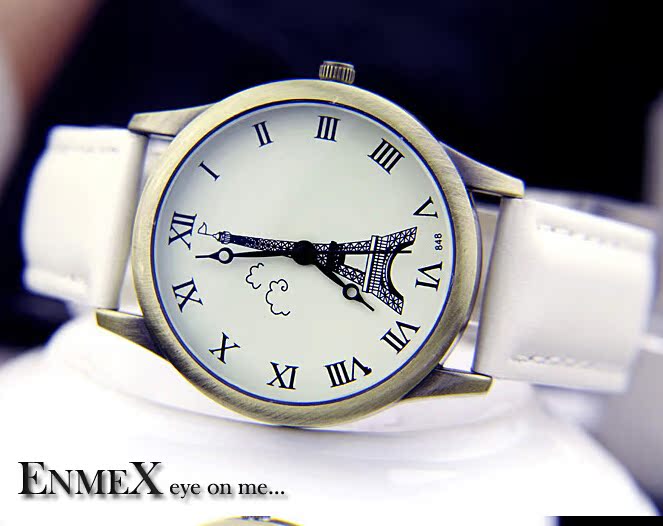 学生礼物 Enmex古典做旧复古手表英伦风情风格优雅怀旧手表
